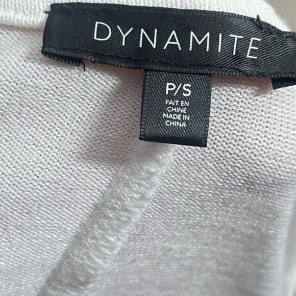 Dynamite Small Top White Shirt Blouse Zipper Spring Half Sleeve Scoop Minimalist - Picture 7 of 8